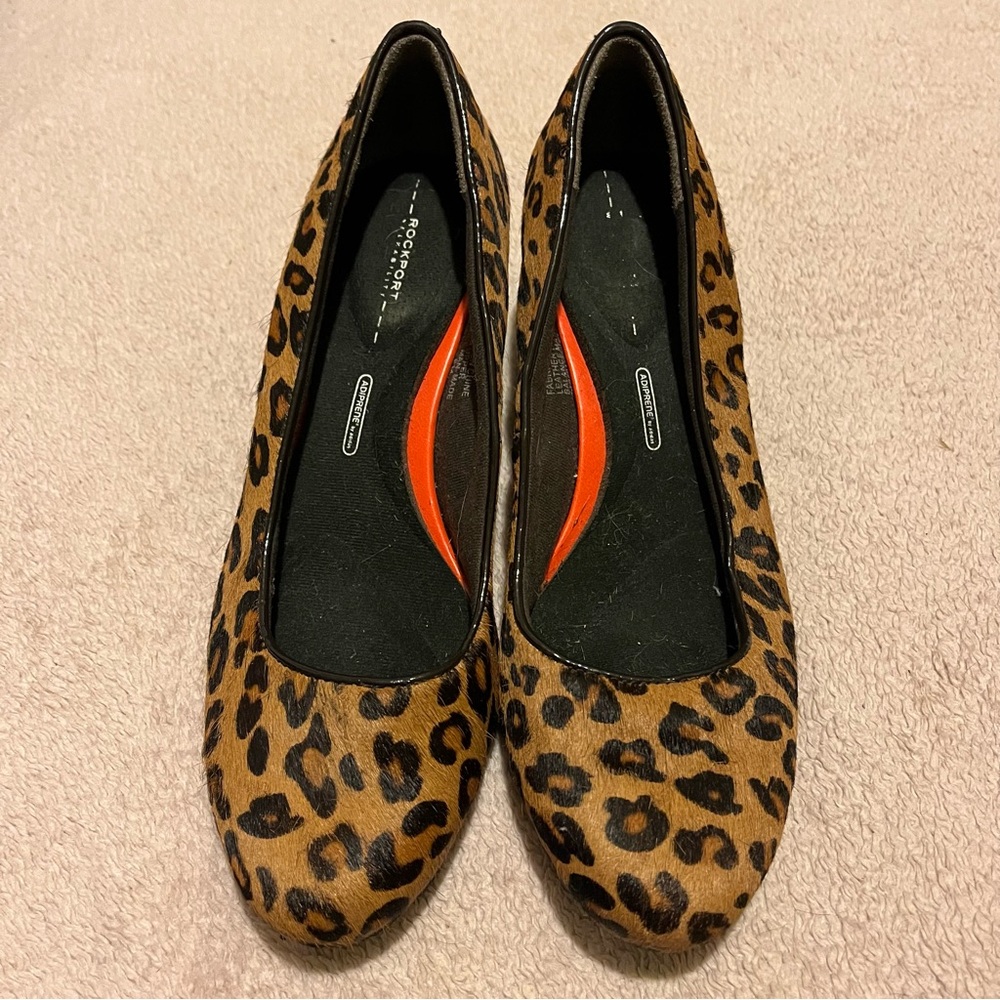 Rockport Leopard Print Fur Wedge Heels Shoes Size 5